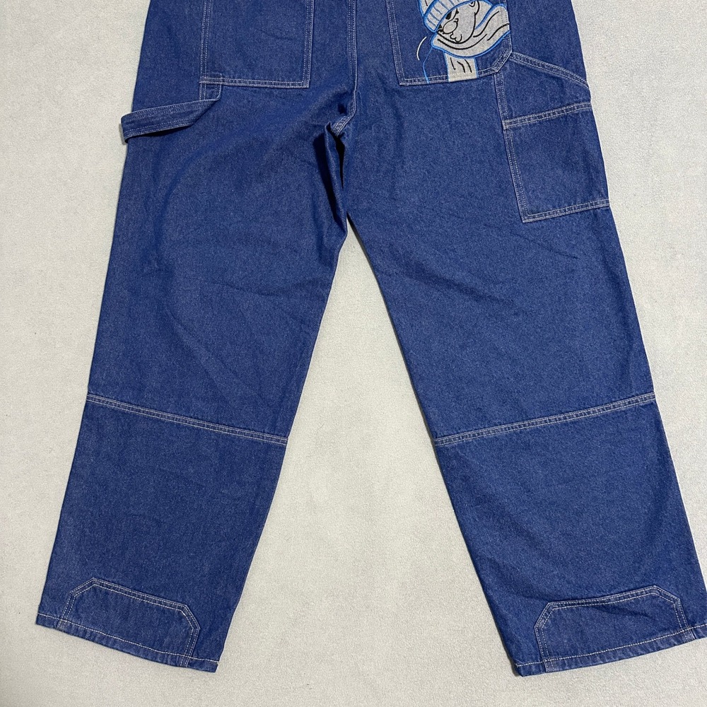 Southpole Baggy Carpenter Jeans Denim Embroidered Logo Blue Mens Size W38 L32 - Picture 15 of 16